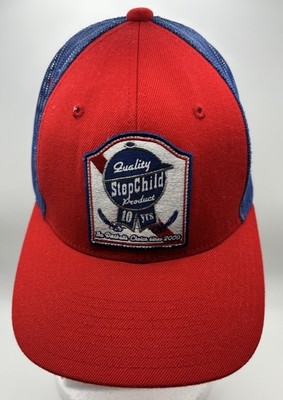 Rare StepChild Snowboards 10th Anniversary Trucker Hat - Sample - Red/Blue Retro