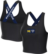 Wear By Erin Andrews Michigan Wolverines Black Wrap Crop Tank Women's XL NCAA
