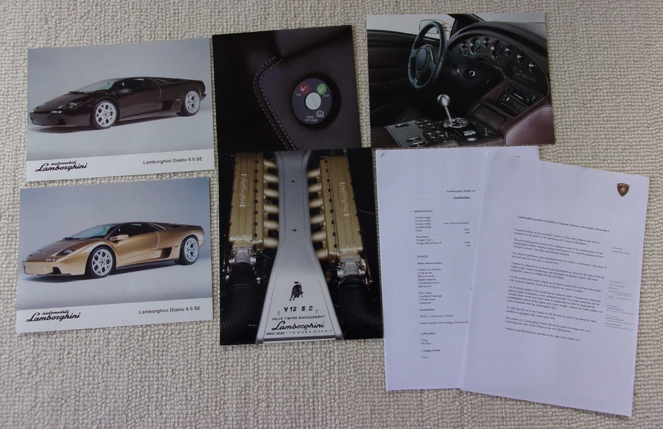 LAMBORGHINI DIABLO 6.0 SE orig 2001 englische Pressemitteilung + 5 Fotos - Bild 1 von 1
