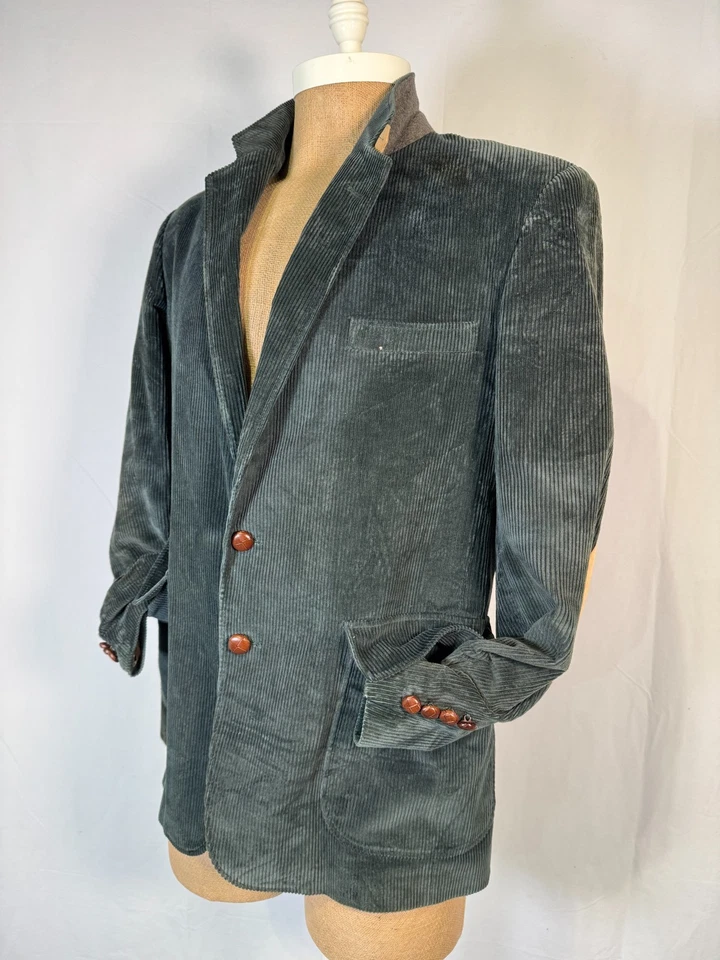 Chaqueta Blazer Vintage Woolrich Verde Pana Codo Gamuza Para Hombre Talla 41R Talla L/XL Foto 2 de 4