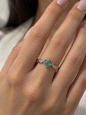 0.30ct Natural Colombian Emerald Ring 925 Ste...