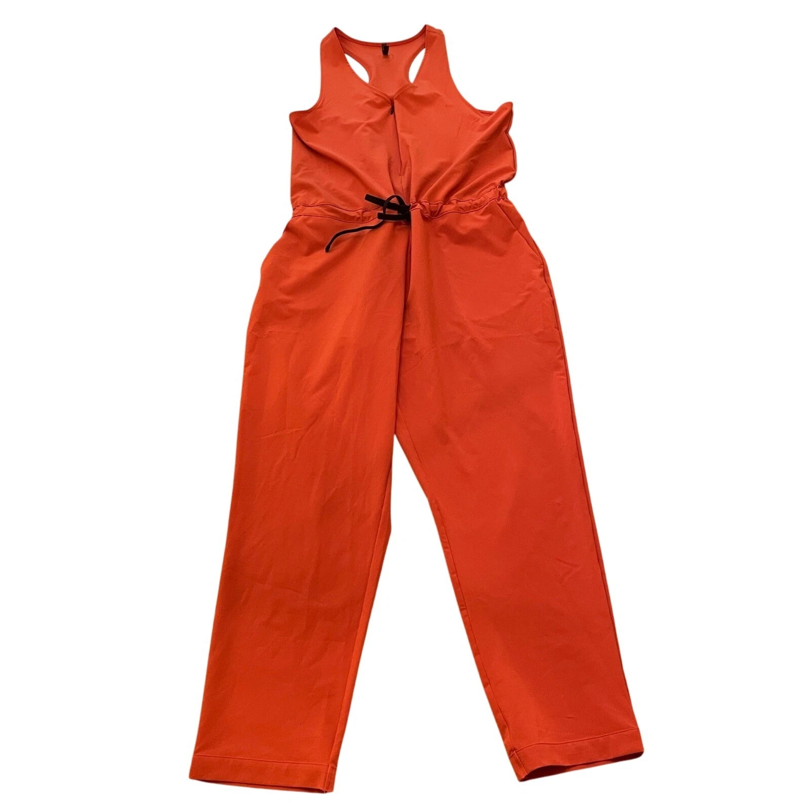 Backcountry Jumpsuit Drawstring Sleeveless Casual Outdoors Hiking Orange L