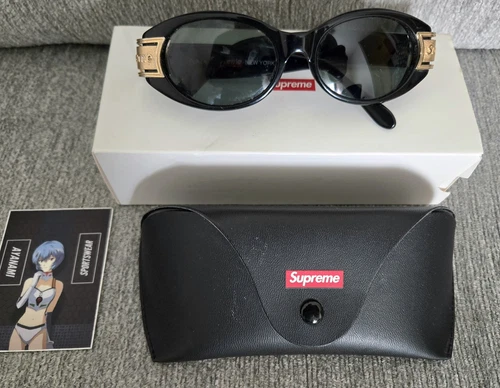 Lunettes de soleil Supreme Plaza noires SS18 fabriquées en Italie