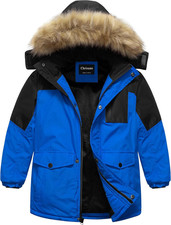 Boy'S Med-Length Parka Winter Coat Waterproof Outwear Ski Snow Jackets Thick Pad