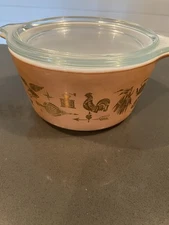 Vintage PYREX Early American #472 1.5 Pint Casserole refrigerator Bowl w/ Lid