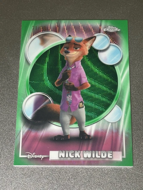2026 Topps Chrome Disney Nick Wilde Green Wave Refractor /99