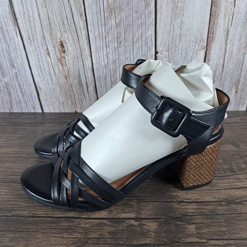 Vionic Papaya Peony Heel Ankle Strappy Sandals Women's Sz 7 Black (Worn Briefly)