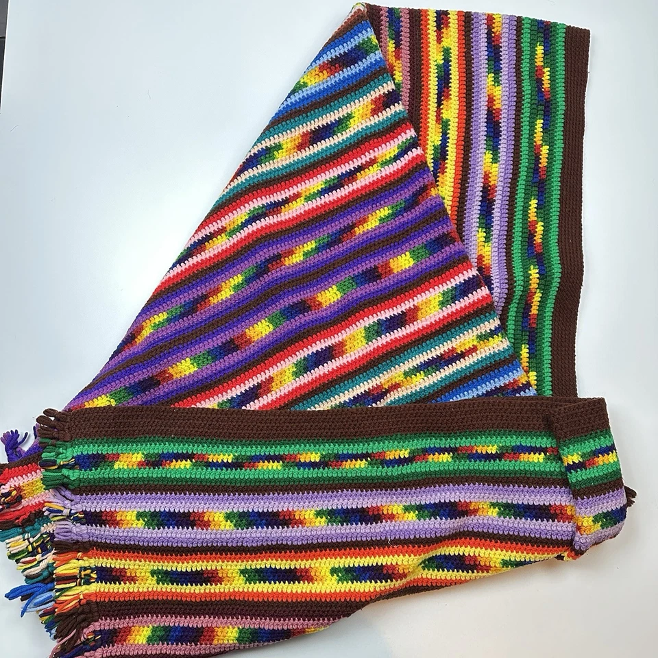 Manta de Colección Crochet Mano Abuela Tejida para Regazo 64x60 Multicolor Arco Iris Tiro Boho Cadera Foto 3 de 3