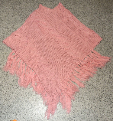 Damen Strickponcho Rosa Fransen Gr. M St. John's Bay