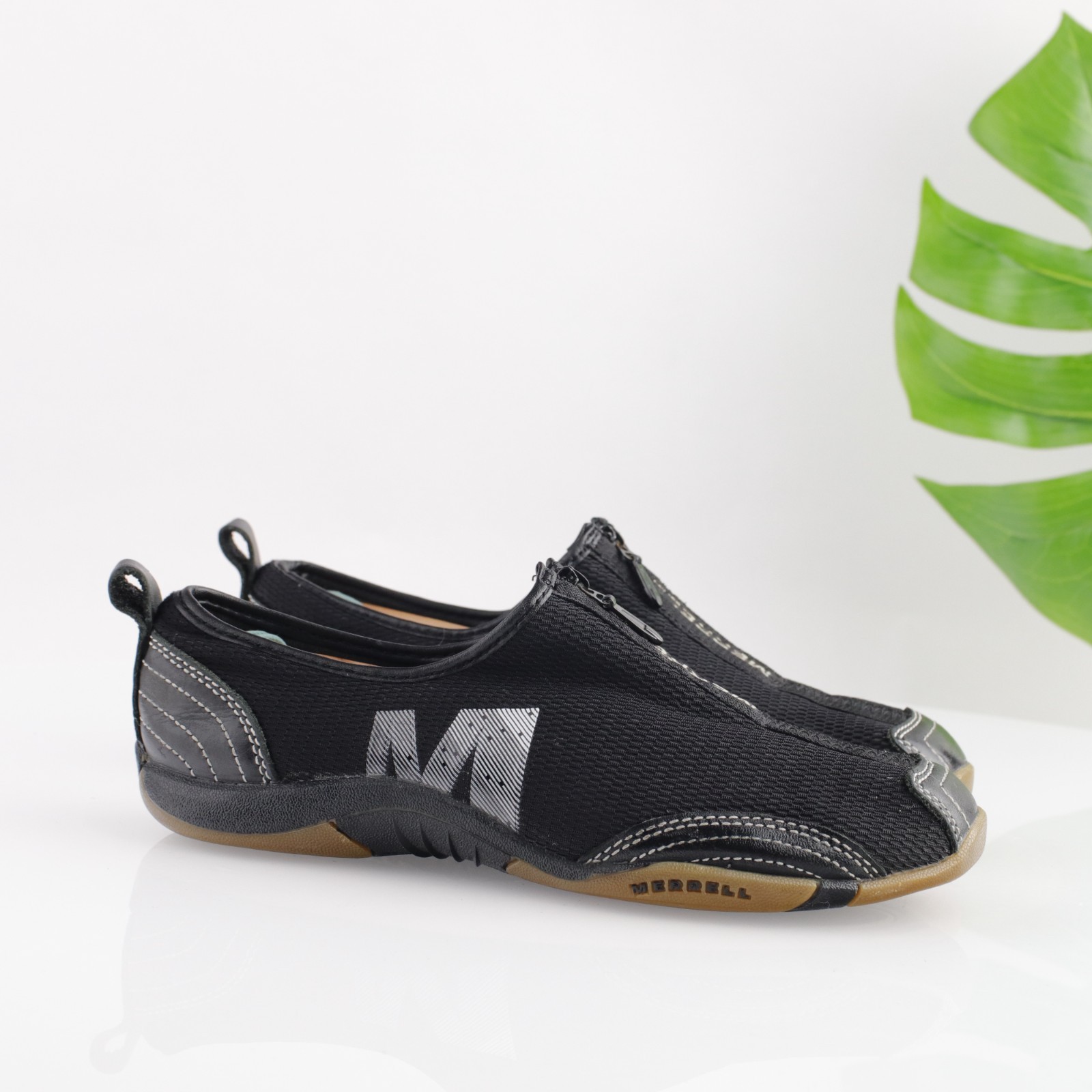 Scarpa Merrell donna Barrado taglia 7 5 nera maglia minimalista zip sneaker atletica