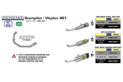 ARROW GP2 Husqvarna Svartpilen 401 20- Edelstahl für 401 Vitpilen HQV401 EURO4