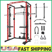 Power Cage w/LAT Pulldown,Multi-Functional Power Rack,Dip Bar forCage Home Gym