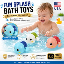 Baby Bath Swimming Turtle Toy Cute Wind Up Pool Bathroom Water Toy Kids