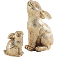 2 Stück Osterhasen Figuren Gold Home Decor Harz Kaninchen Statue Ostern Tisch...