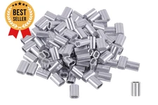 50Pcs Aluminum Crimping Loop Sleeves for 3/16 Inch Wire Rope Cable End Stop