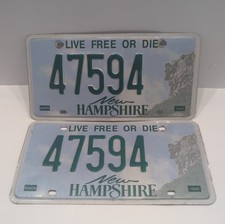 New Hampshire NH State License Plate Matching Set Of 2 Live Free Or Die 2010s