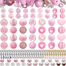 163 Pcs Pen Beads for Beadable Pens: Bubblegum Beads for Pen Making Bulk with...