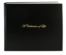 BookFactory Funeral Guest Book ''A Celebration of Life'' Bonded Leather Memor...