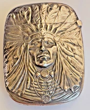 INDIAN CHIEF STERLING GORGEOUS 2 1/4" VISTA CASE MATCH SAFE