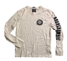 Abercrombie & Fitch Y2K Long Sleeve Shirt Sleeve Spellout And Logo Badge  SZ.M 