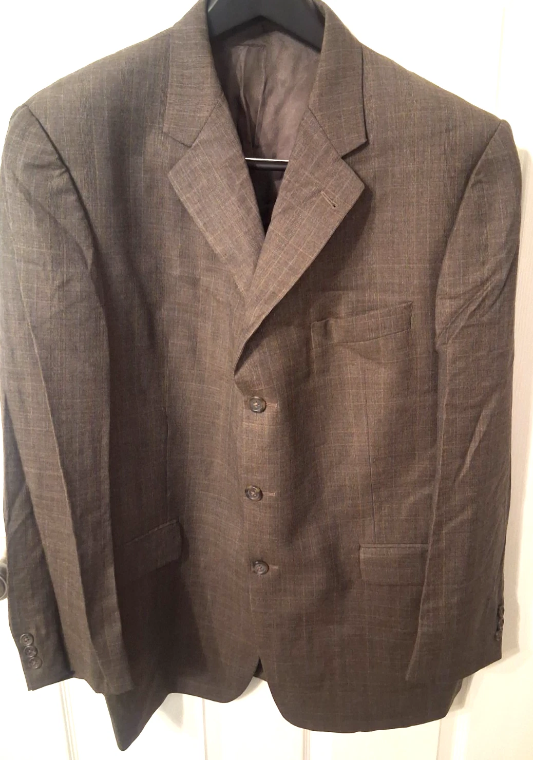 BURBERRY Giacca Tuta Lana Cappotto Sportivo Uomo 46R Marrone Riga Spina di Pesce