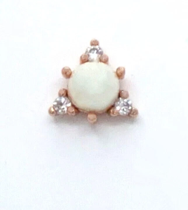 Kate Spade YOU'RE A GEM CZ & Faux Pearl Triangle Stud Earrings Clear/Rose Gold - Image 2 of 3