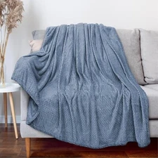 Blue 50 x 60" Fleece Blanket Fuzzy Flannel Plush Sofa Throw Travel Houseware