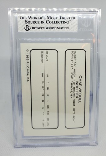 1986 Wausau Timbers Pro Cards Omar Vizquel Visquel BGS 8 NM-MT Seattle Mariners - Picture 2 of 2