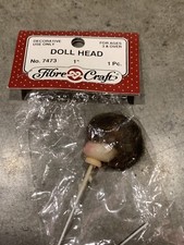 Fibre Craft Vintage 7473 Doll Head Parts Brown Bob Hair Girl