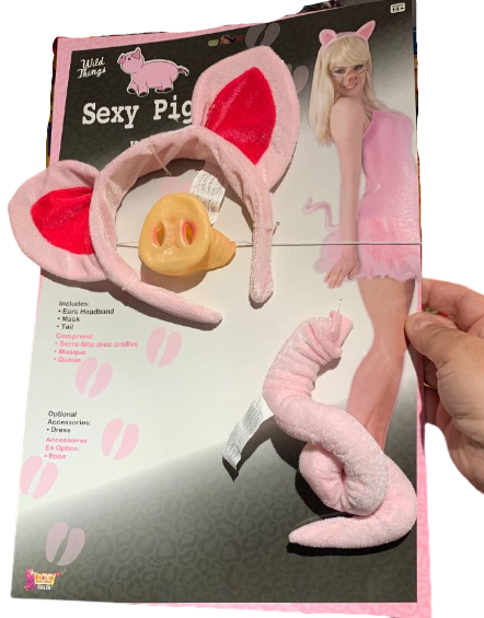 ADULT PIG KIT Rubber Snout Nose Pink Tail Ears Headband Hat Mask Set Piglet Sexy ADULT PIG KIT Rubber Snout Nose Pink Tail Ears Headband Hat Mask Set Piglet Sexy