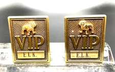 Vtg. large brass cufflinks with gold MAC TRUCKS logo VIP monogrammed E.L.K.