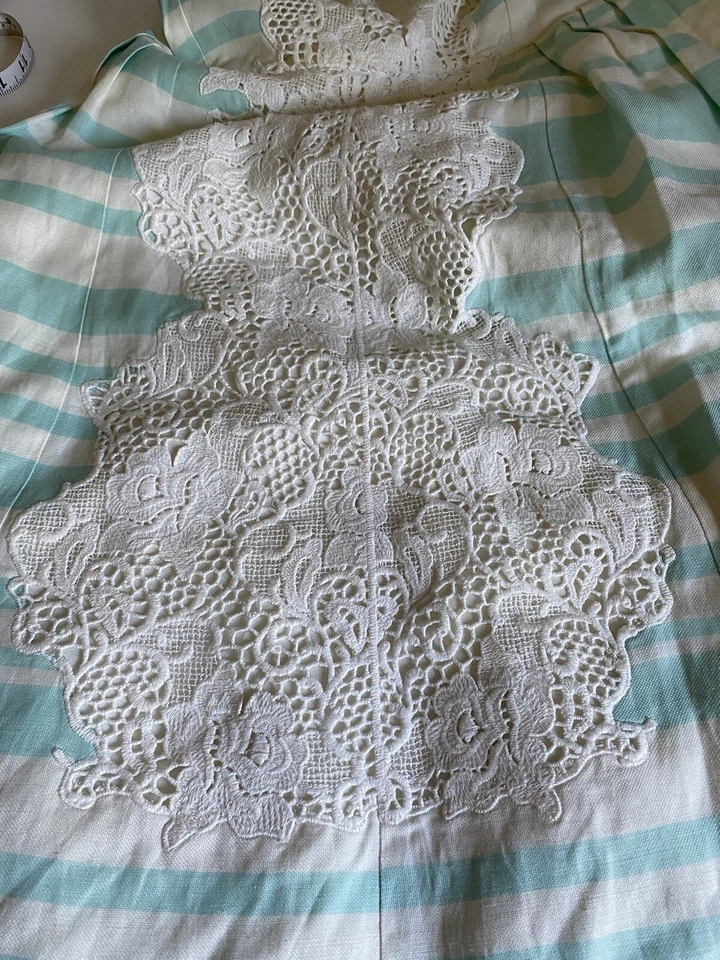 Vestido Moulinette Soeurs Anthropologie Azul y Blanco con Encaje 10P Foto 4 de 4