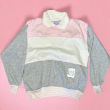 VTG 90s Gitano Pullover Sweatshirt Pastel Color Block Winter Wonderland M NWT