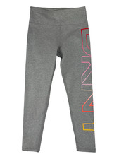 DKNY Sport Women Size S Leggings Pants Gray with Muti-Colored Logo Stretch Fit