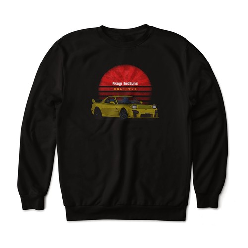 Mazda RX-7 FD3S Initial D Akagi Red Suns Anime Graphic Art Novelty Sweatshirt - Picture 1 of 2