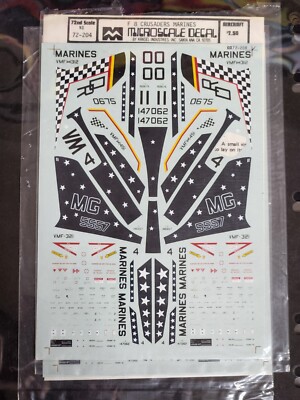 Microscale 72-204 F-8J Crusader VMF(AW)-312 321 451 Decal for Hasegawa Academy