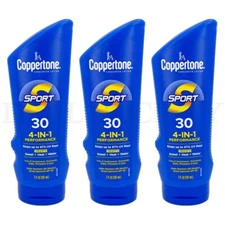 Coppertone Sport 4-in-1 Sunscreen Lotion SPF 30 7oz Lot of 3