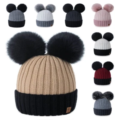 MARKENLOS Winter Mütze Herren Beanie Damen Strickmütze Warme Norweger doppel Bommelmütze