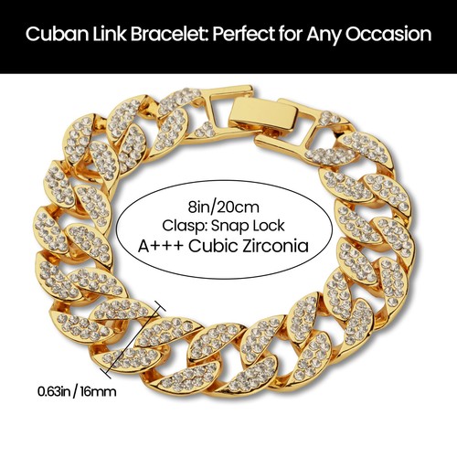 Reloj, pulsera de diamantes simulados con acabado plateado brillante de lujo con banda completamente helada para hombre - Imagen 3 de 14
