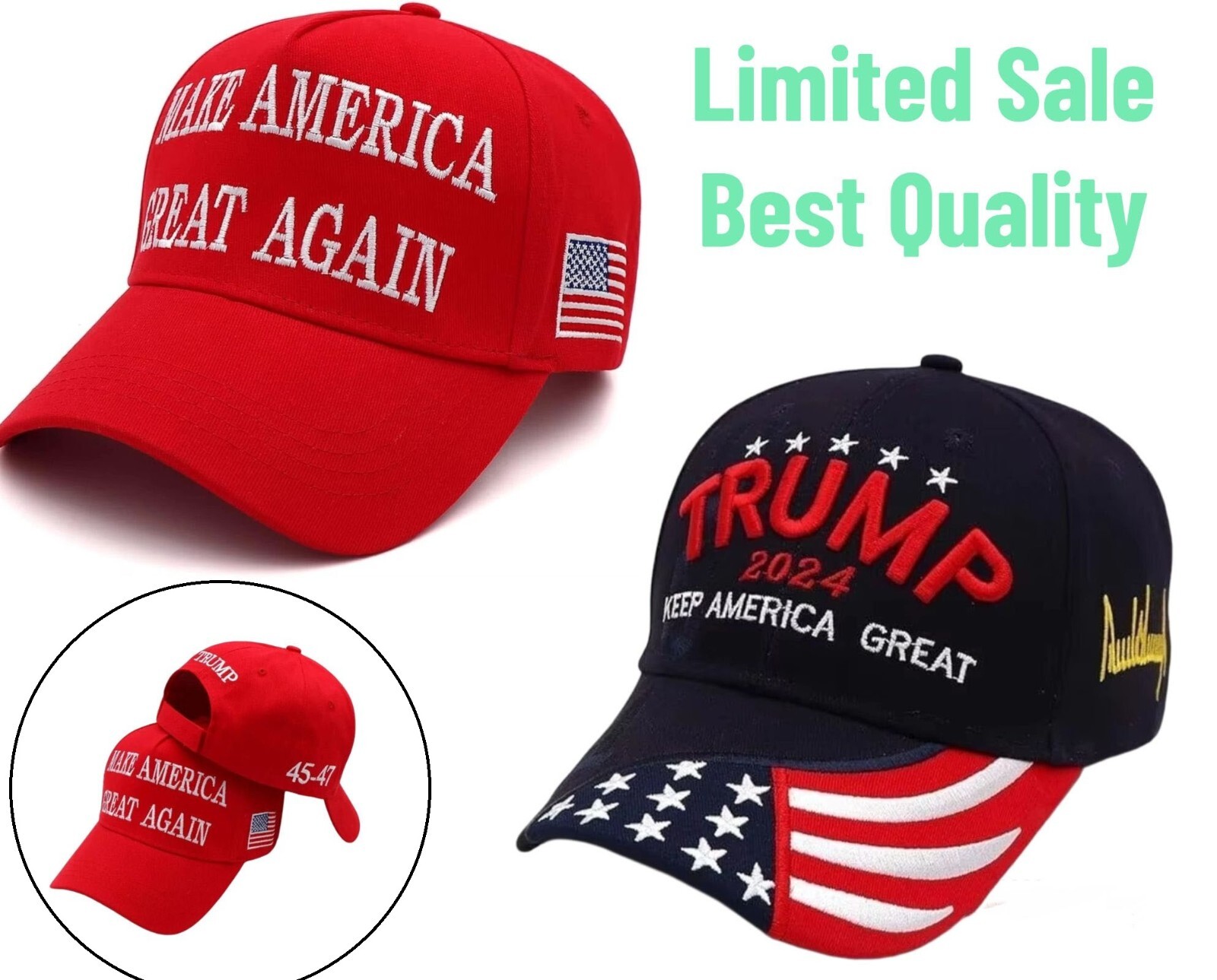 Donald Trump 45-47 MAGA Red Hat 2024 Make America Great Again