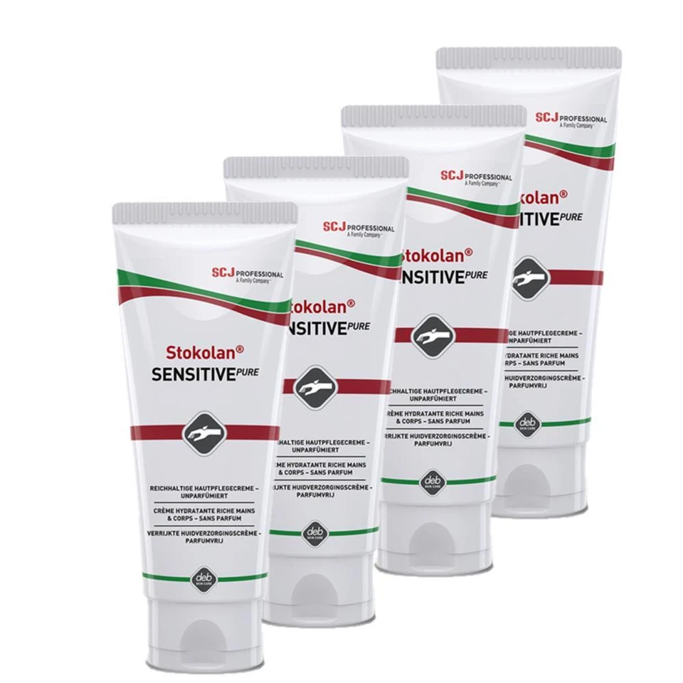 4 x STOKO® Stokolan® Sensitive PURE 100 ml Tube Handcreme Creme Salbe parfümfrei