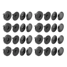 20 Sets 14x4mm Magnetic Round Snaps Button Base Components and Cap Kit, Black