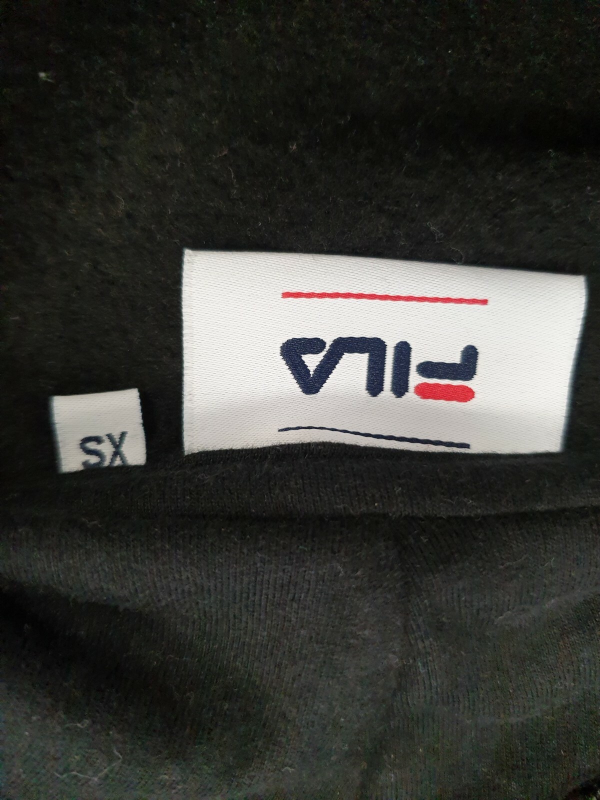 A951 DONNA FILA NERO BIANCO BORDO APERTO DAVANTI CROPPED PULLOVER FELPA CON CAPPUCCIO UK XS