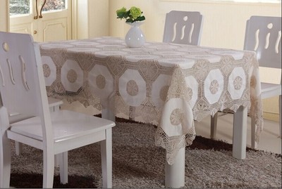 100% Cotton Hand Crochet Lace Joint Table Cloth, Table Runner, Duvet set & more