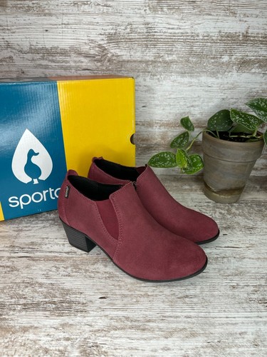 New ~ Sporto Women's Crunch Water-Resistant Wine Suede Shootie Bootie Size 6 M - 第 2/10 張圖片
