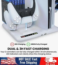 PS5 Slim Stand Cooling Fan,PS5 Controller Charging Station for Sony Playstation5