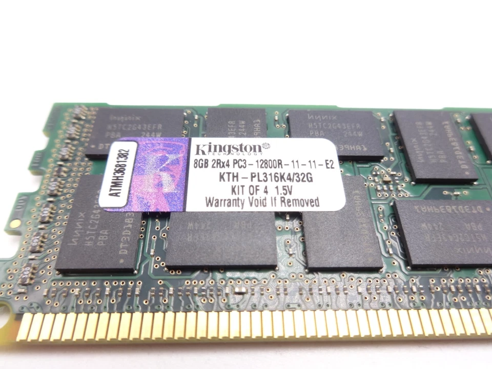 Kingston KTH-PL316K4/32G 32GB (8GB x4) 2RX4 PC3-12800R DDR3 Memory Module w60 - Image 2 of 3
