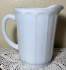 Vintage White Hazel Atlas Paneled Milk Glass 5” Pitcher Starburst Bottom USA