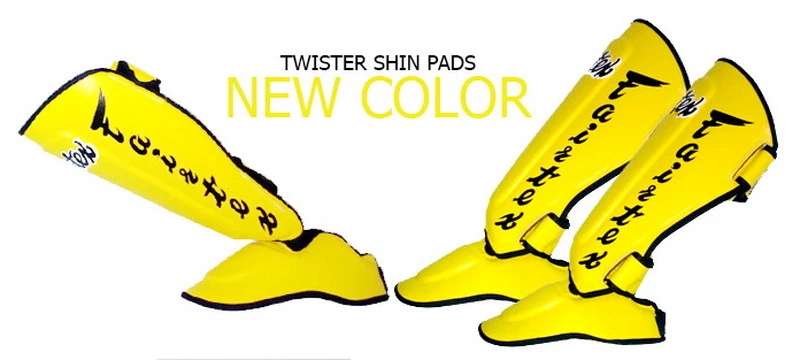 FAIRTEX SP7 ESPINILLERAS RETORCIDAS PROTECTORES PROTECTOR DE PIE AMARILLO MUAY THAI KICK BOXING Foto 3 de 4