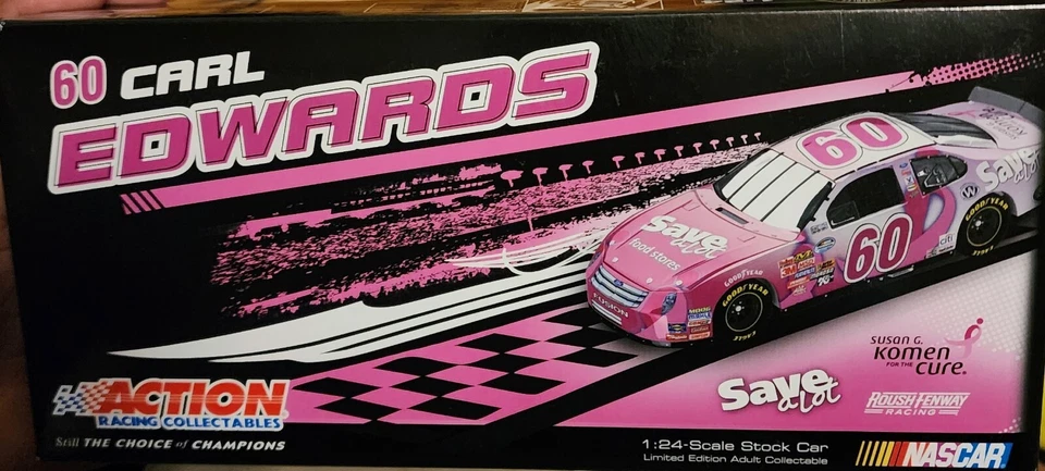 CARL EDWARDS 2009 ACTION #60 PINK SUSAN G KOMEN/SAVE A LOT FORD 26/700 - Image 2 of 4